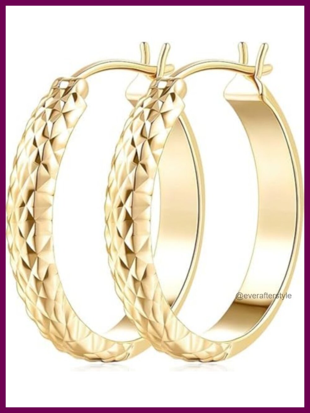 14k Gold Chunky Hoop Earrings for Women Large Snug Fit